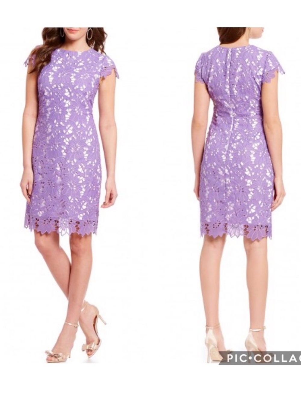 Belle by Badgley Mischka Dia Lace Cap Sleeve Dress in lilac Size 8